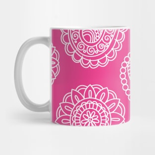 Mandala Pattern Pink and White Halloween Fall Autumn Season Mug